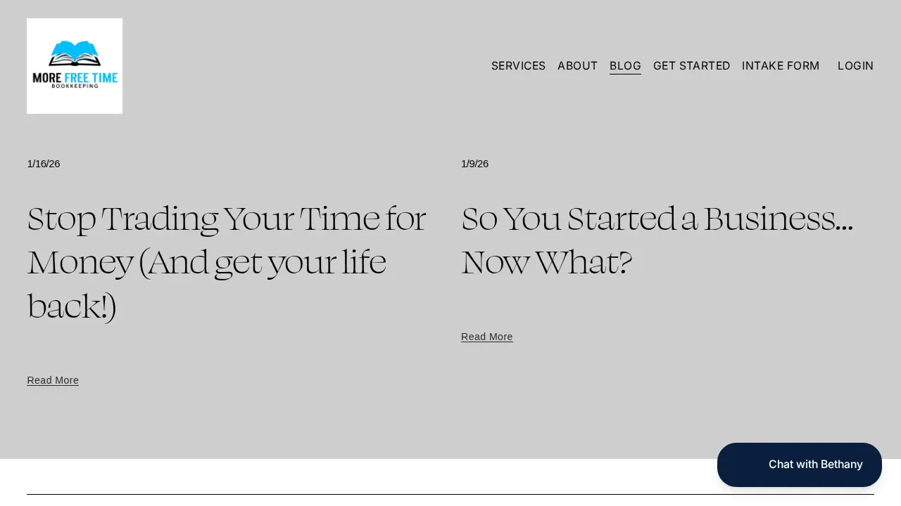 More Free Time Bookkeeping page