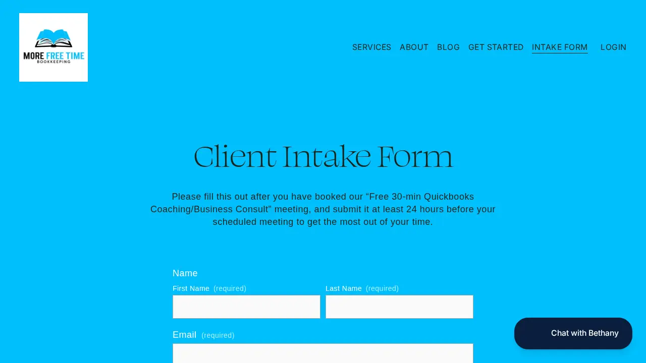 More Free Time Bookkeeping page