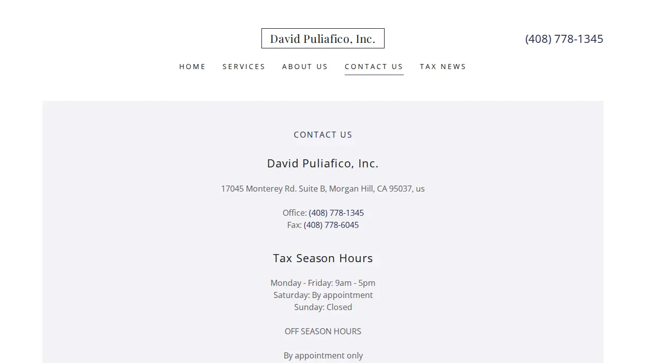 David Puliafico, Inc page