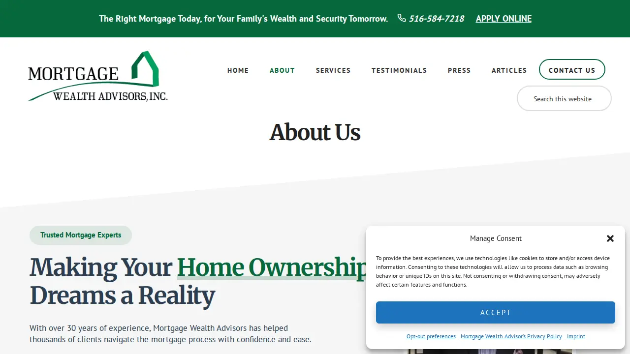 Mortgage Wealth Advisors, Inc. page