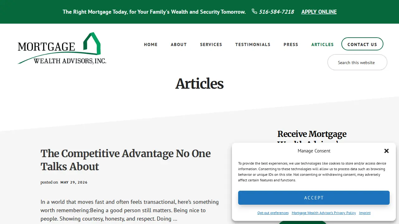 Mortgage Wealth Advisors, Inc. page