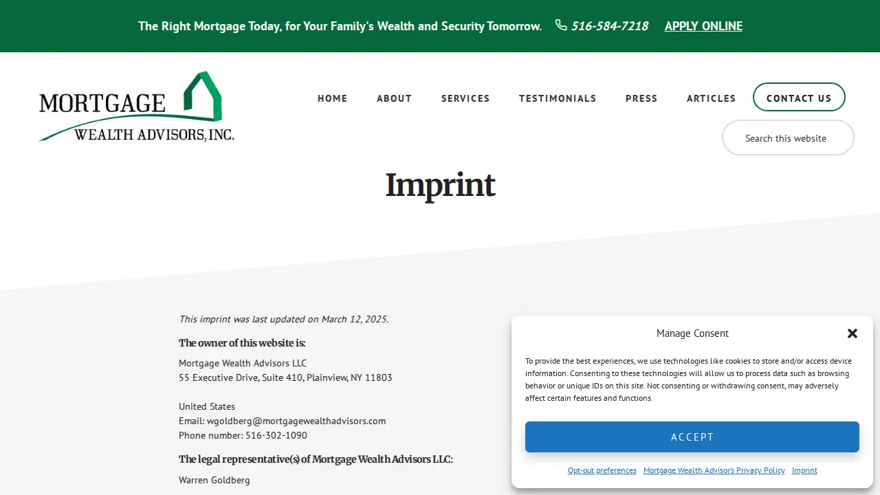 Mortgage Wealth Advisors, Inc. page