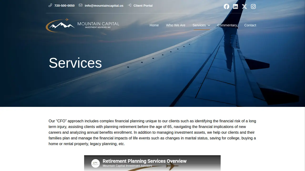 Mountain Capital Investment Advisors page
