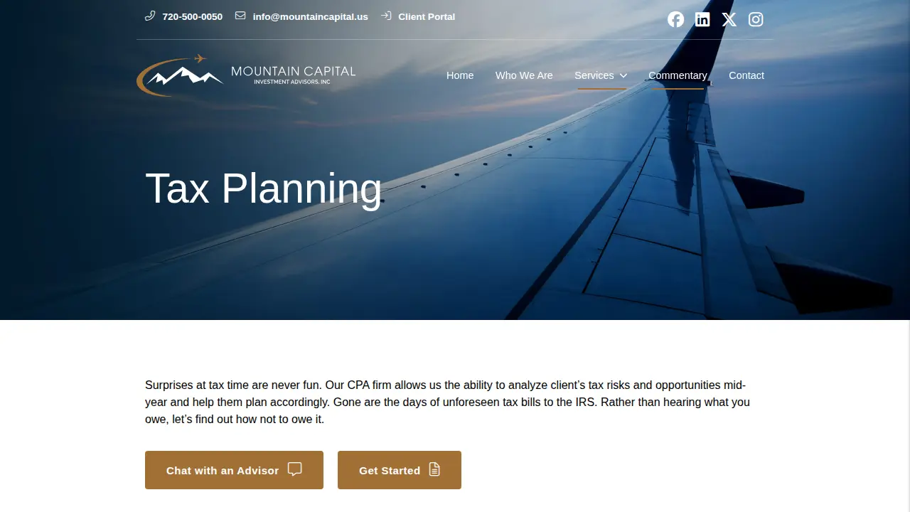 Mountain Capital Investment Advisors page