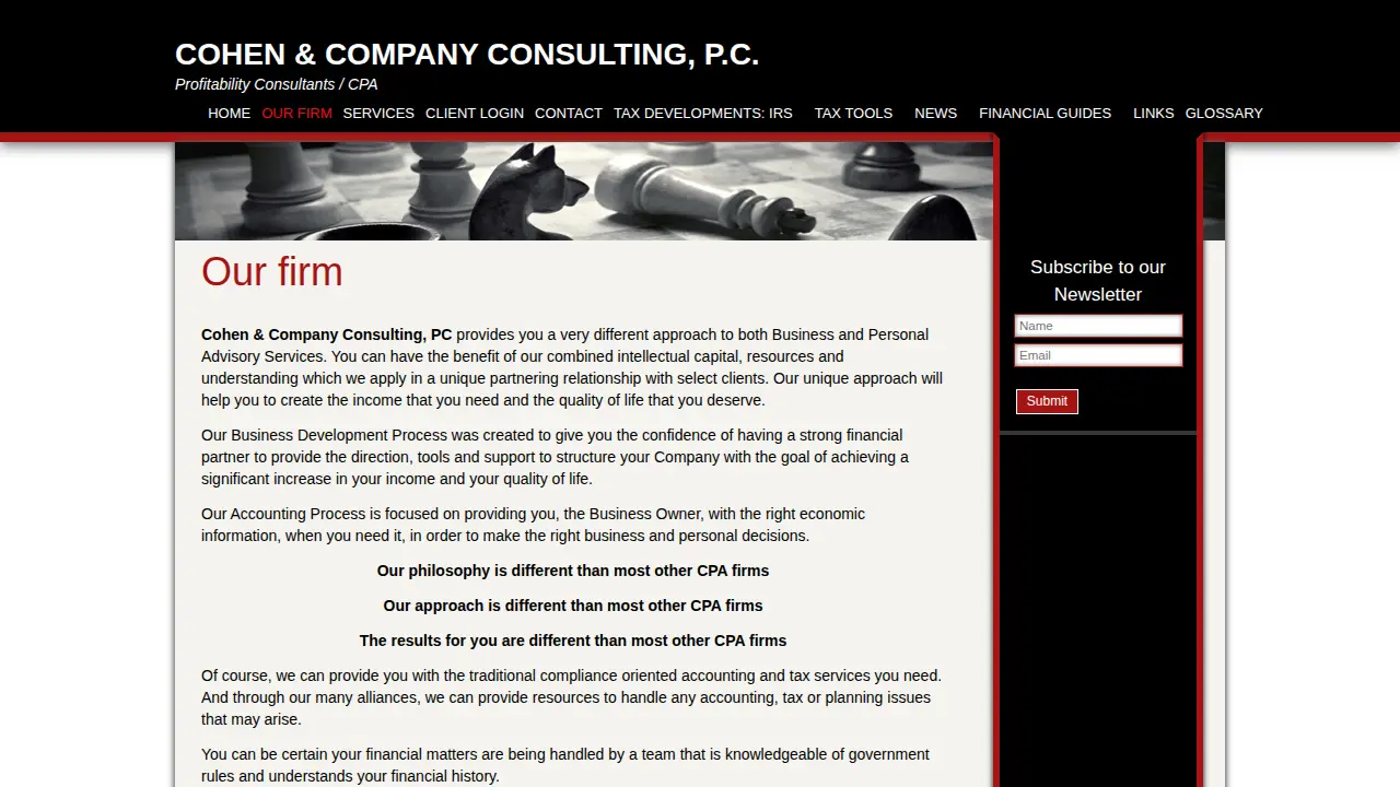 Cohen & Co Consulting page