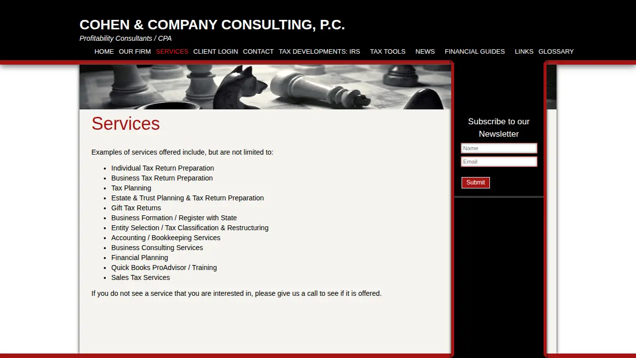Cohen & Co Consulting page