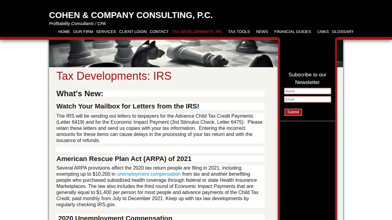 Cohen & Co Consulting page