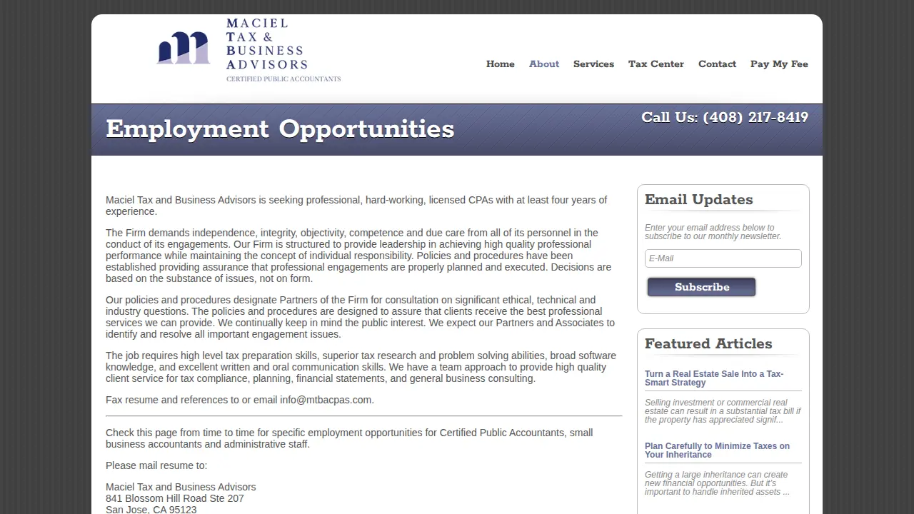 Maciel Tax & Business Advisors, CPAs page