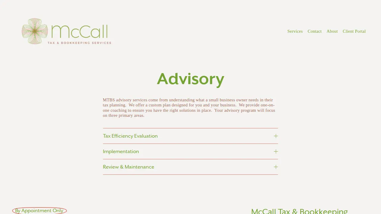 McCall Tax & Bookkeeping Services, Inc. page