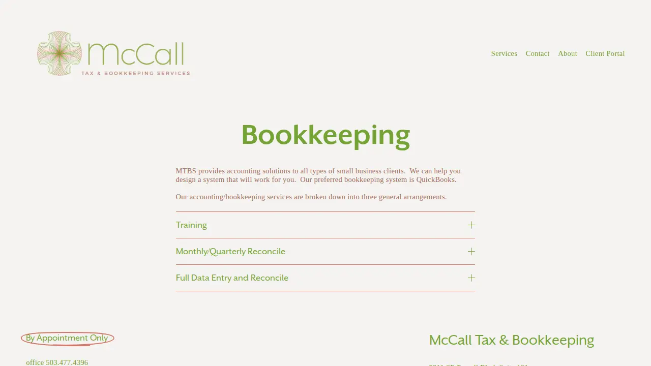 McCall Tax & Bookkeeping Services, Inc. page