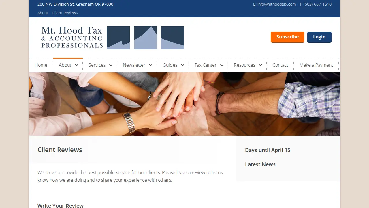 Mt Hood TAX & Accounting Professionals page