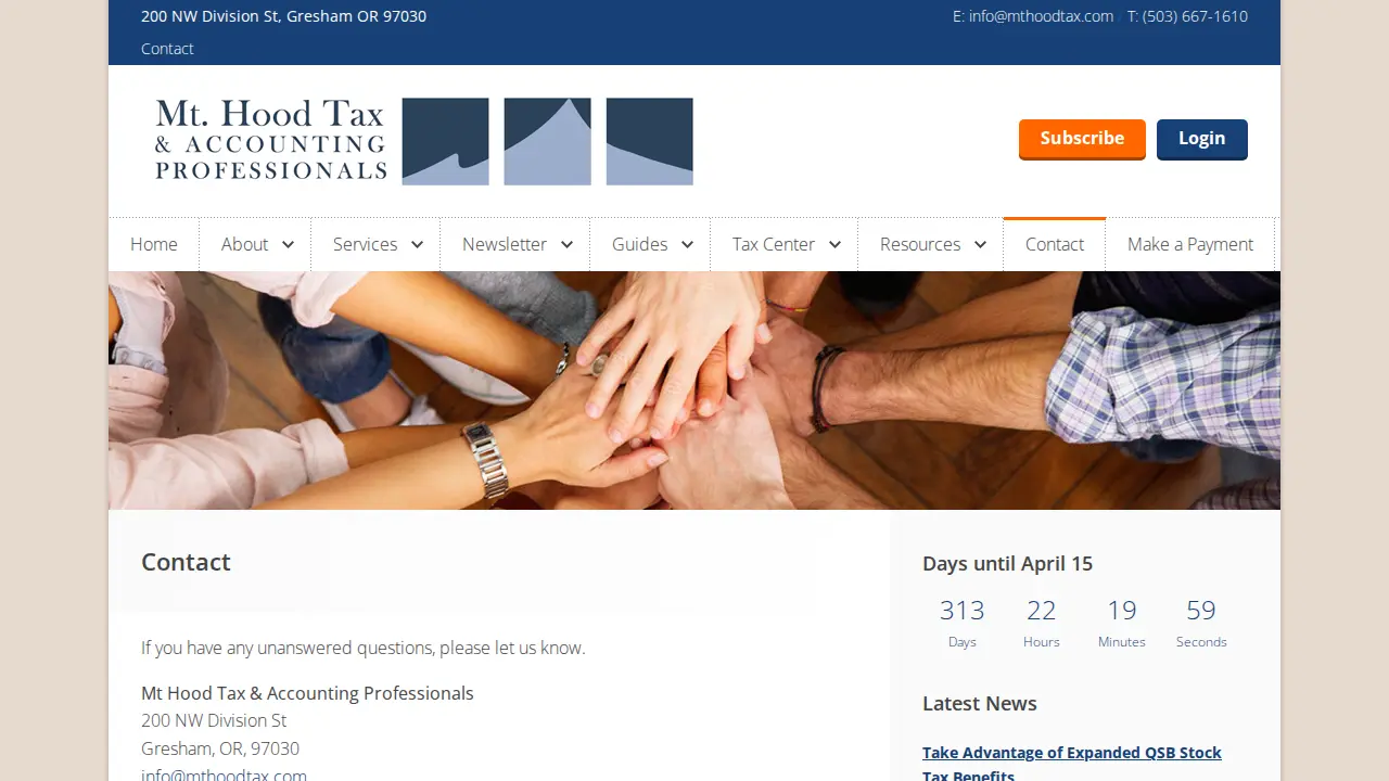 Mt Hood TAX & Accounting Professionals page