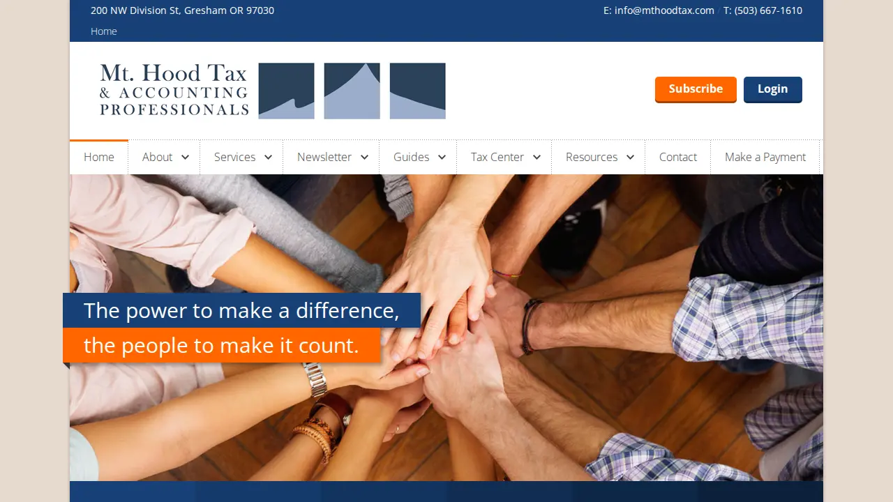 Mt Hood TAX & Accounting Professionals page