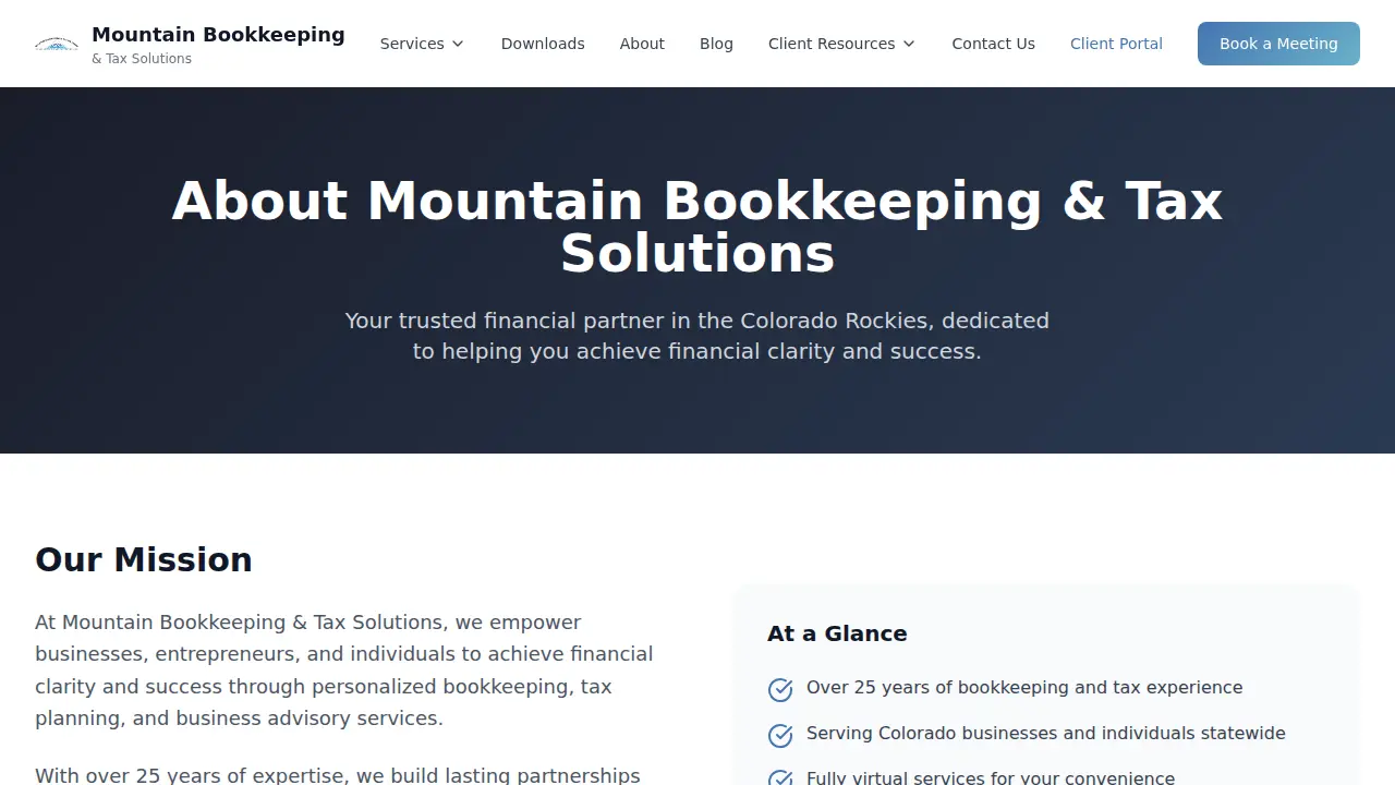 Mountain Bookkeeping & Tax Solutions page