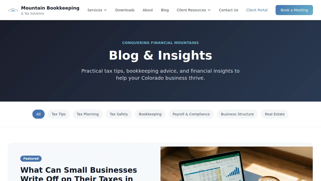 Mountain Bookkeeping & Tax Solutions page