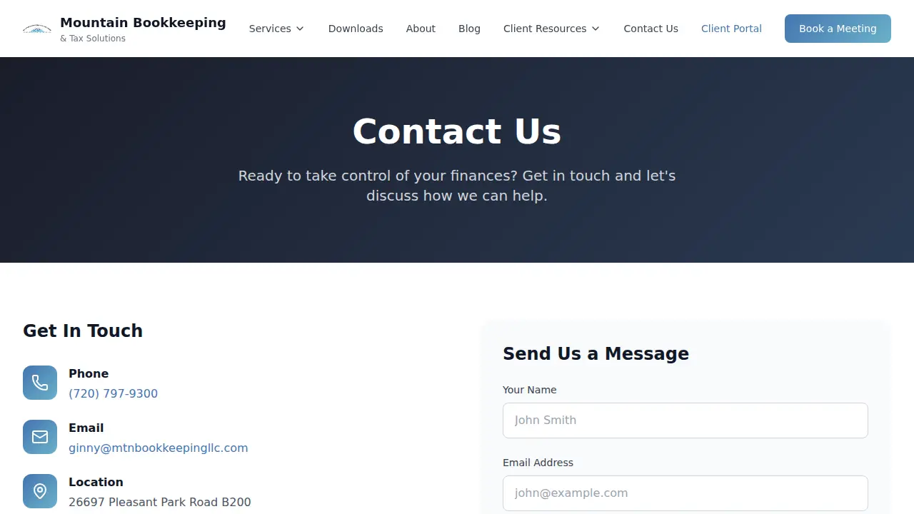 Mountain Bookkeeping & Tax Solutions page