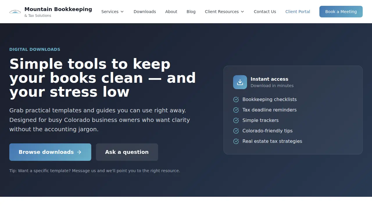 Mountain Bookkeeping & Tax Solutions page