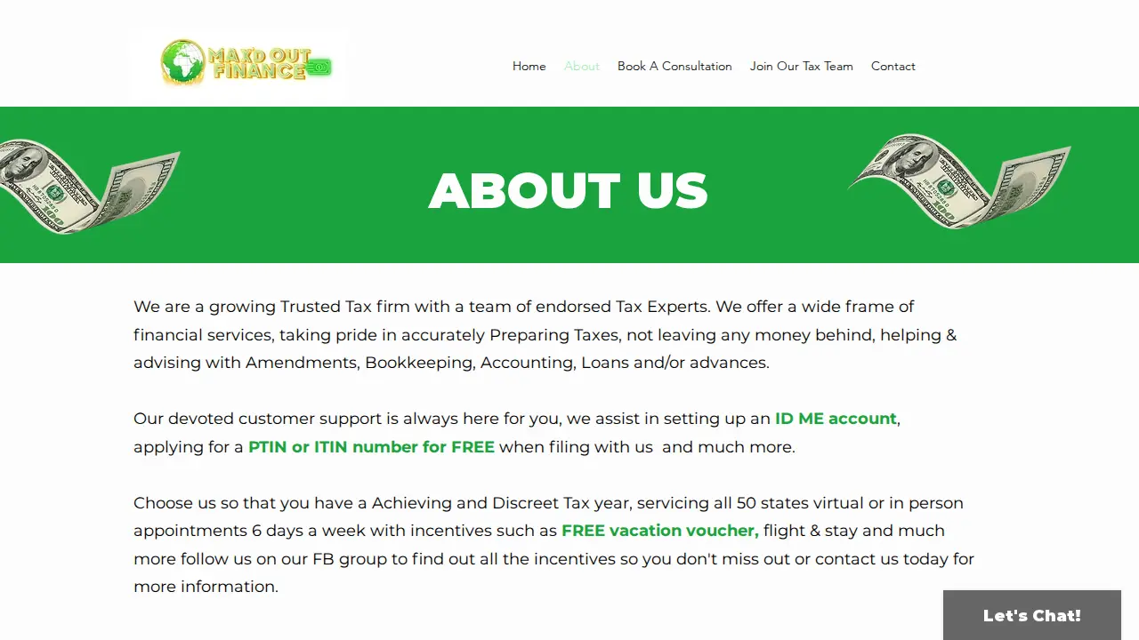 Max'D Tax Pro & Finance page