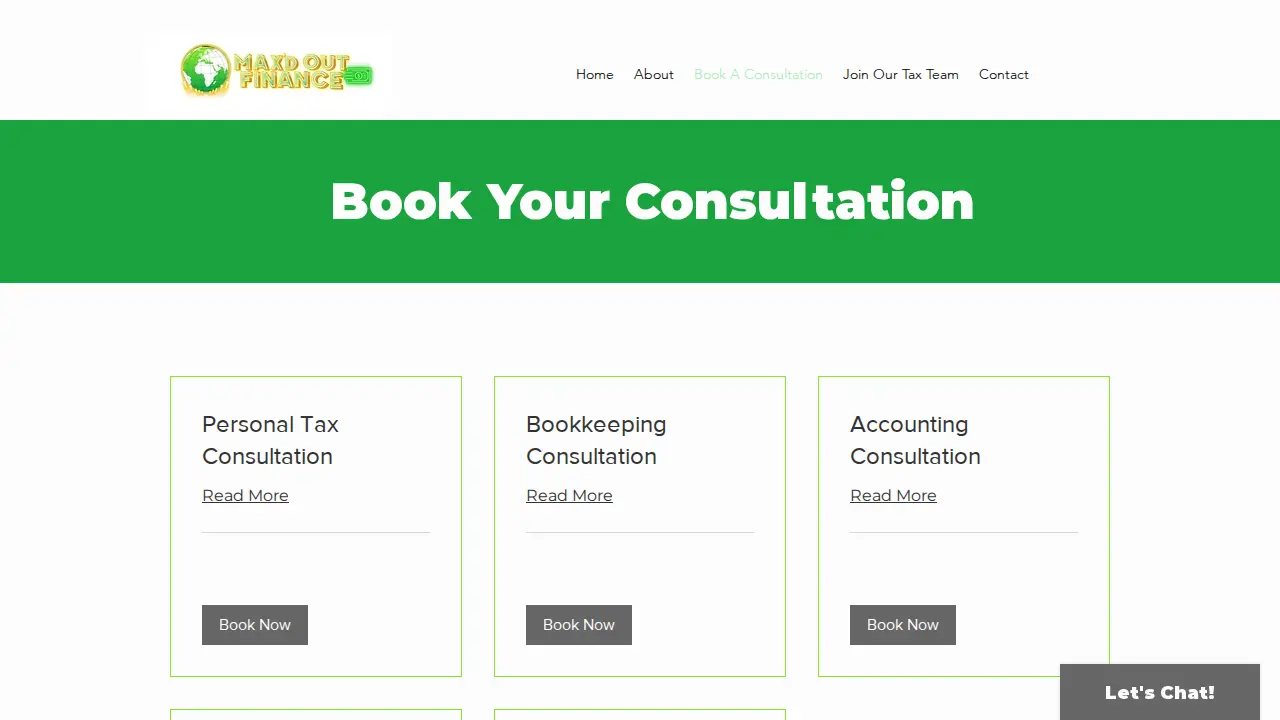 Max'D Tax Pro & Finance page