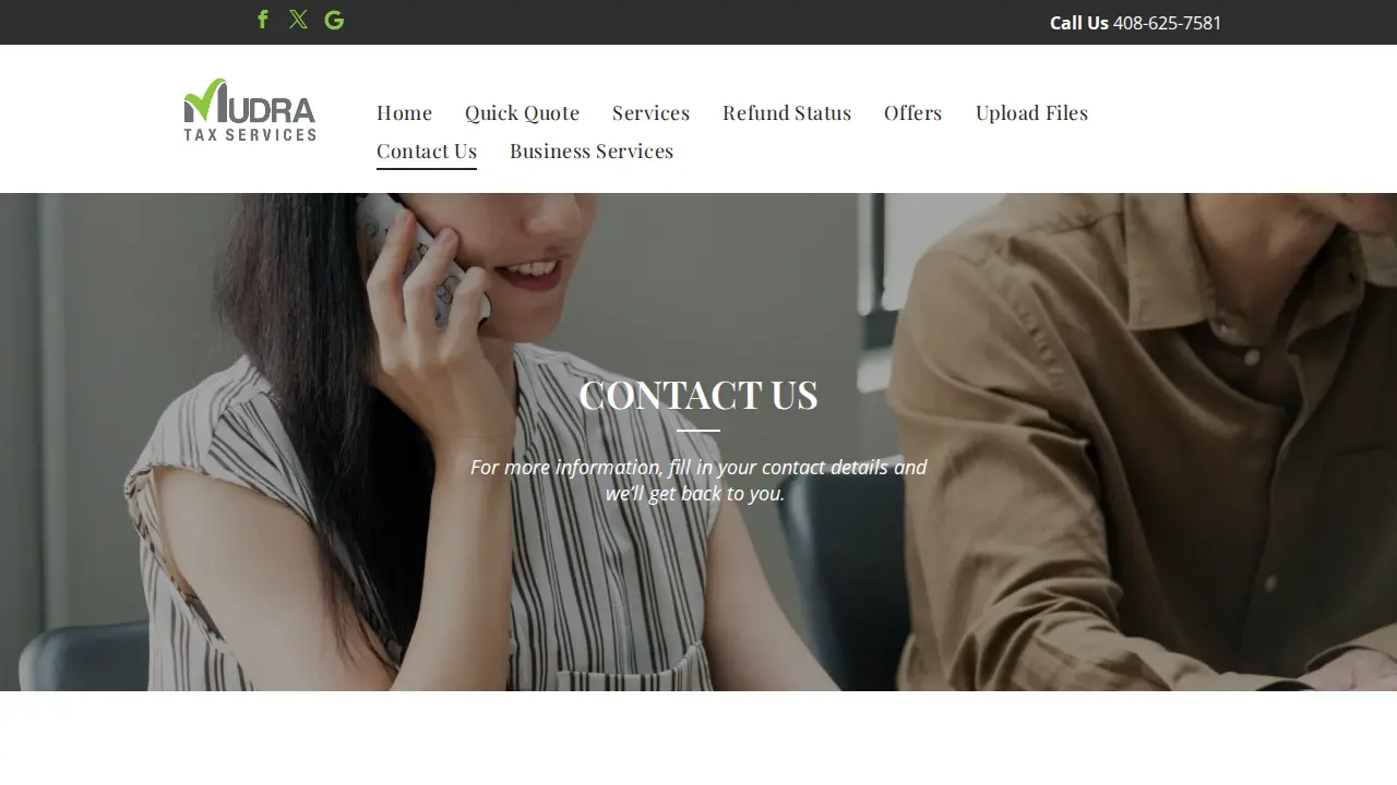 Mudra Tax Services page