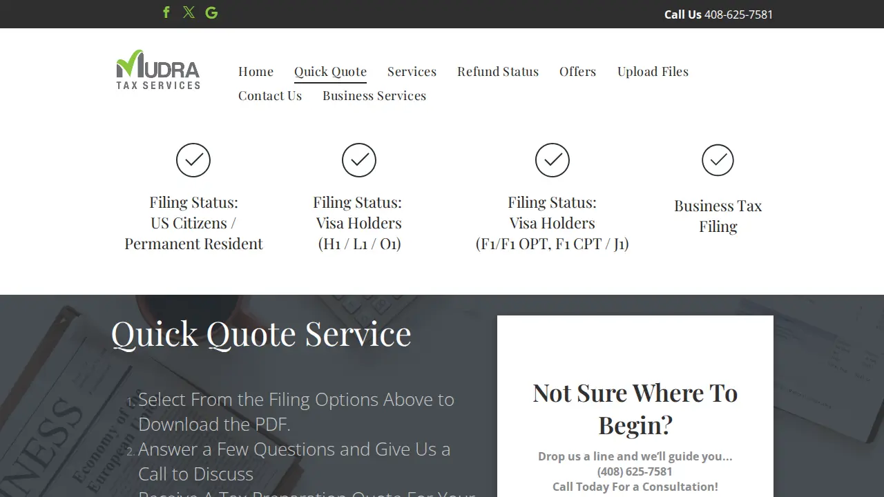 Mudra Tax Services page