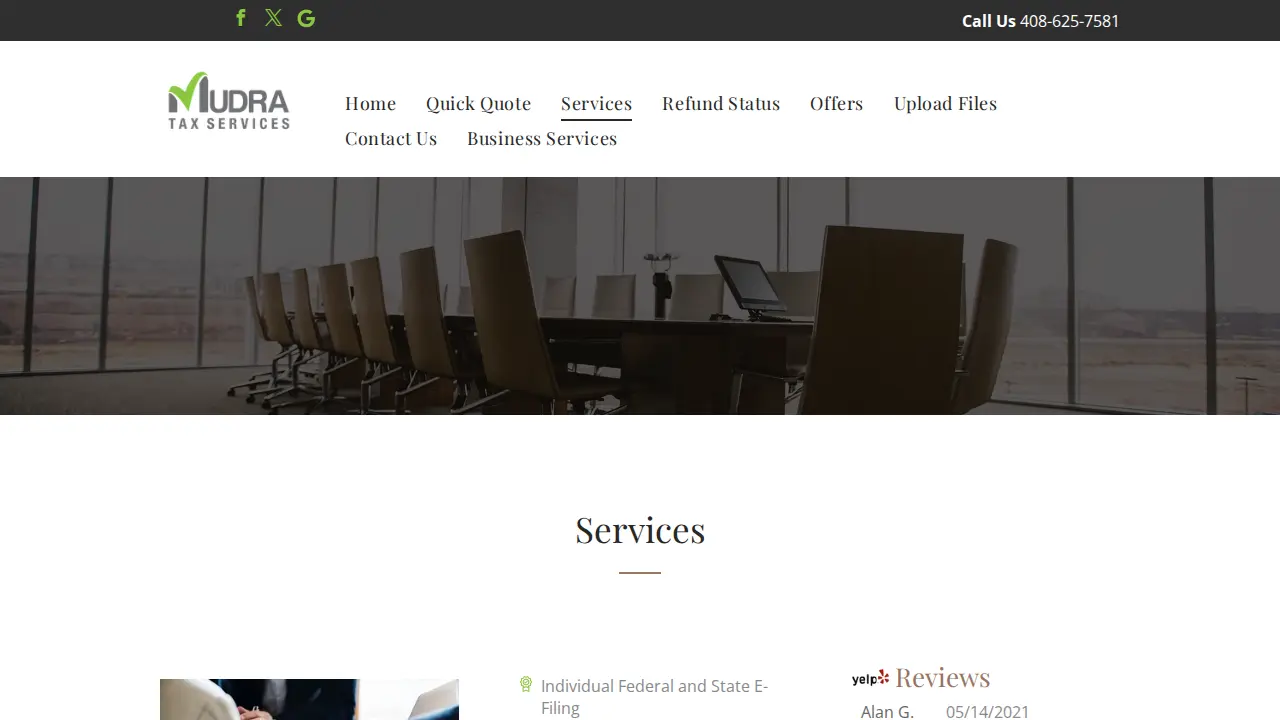 Mudra Tax Services page