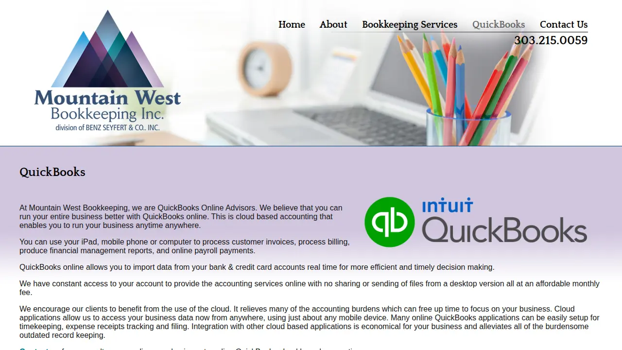 Mountain West Bookkeeping page
