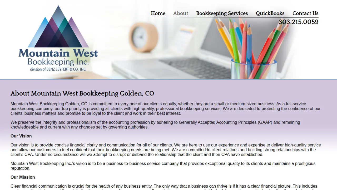 Mountain West Bookkeeping page