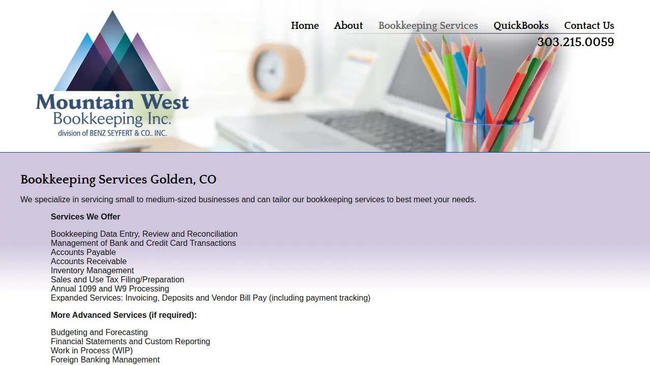 Mountain West Bookkeeping page