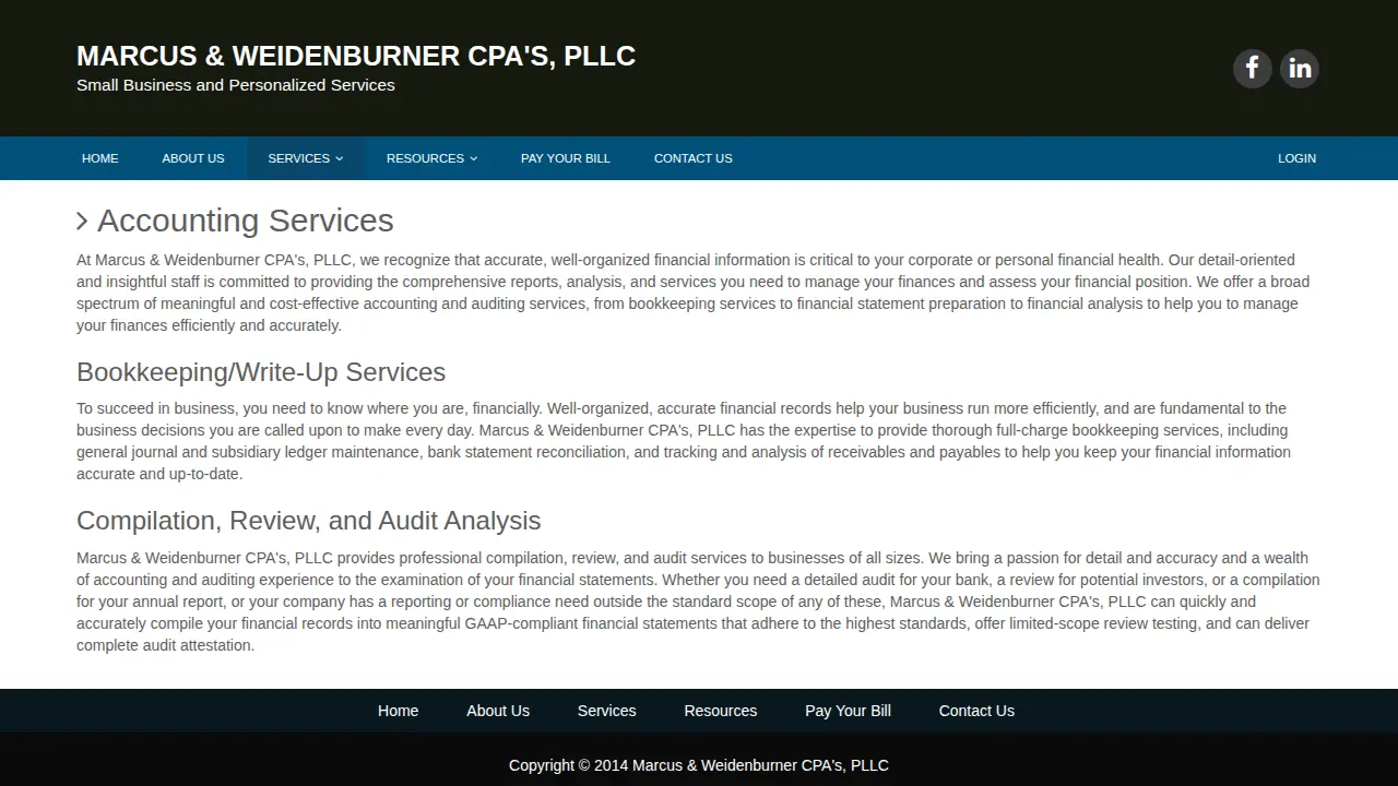 Marcus & Weidenburner, CPAs PLLC page