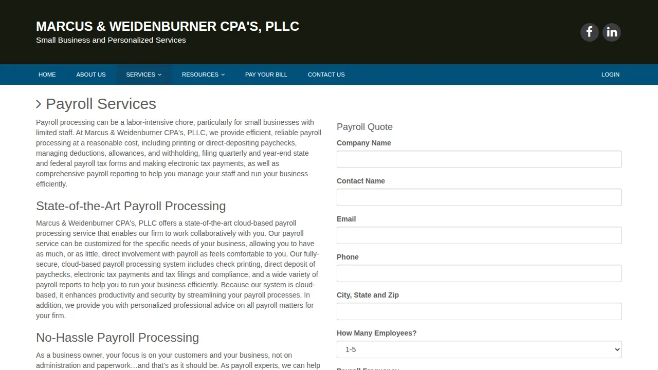 Marcus & Weidenburner, CPAs PLLC page