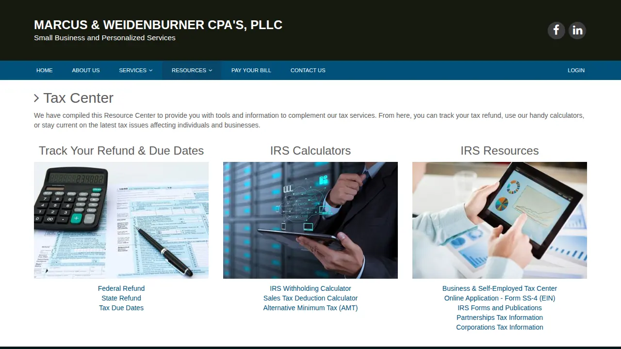 Marcus & Weidenburner, CPAs PLLC page