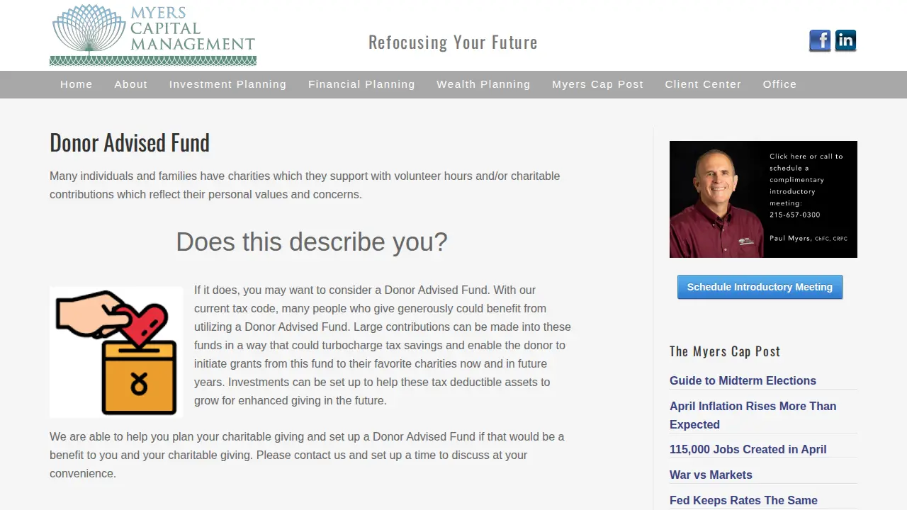Myers Capital Management page