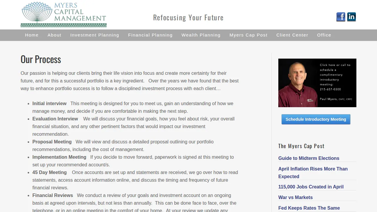 Myers Capital Management page