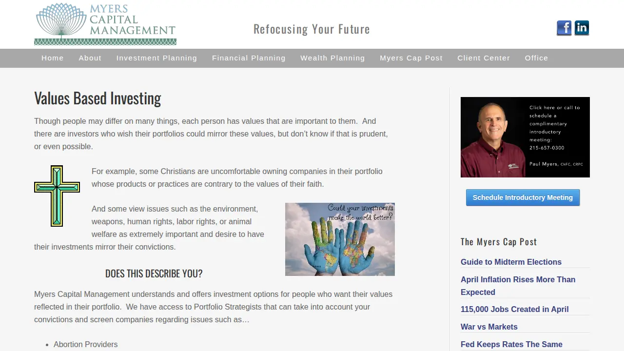 Myers Capital Management page