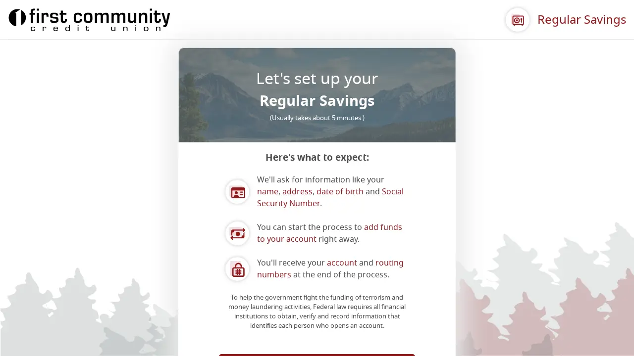 First Community Credit Union page