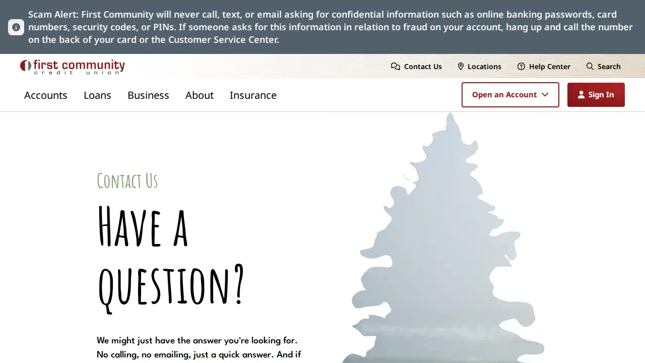 First Community Credit Union page