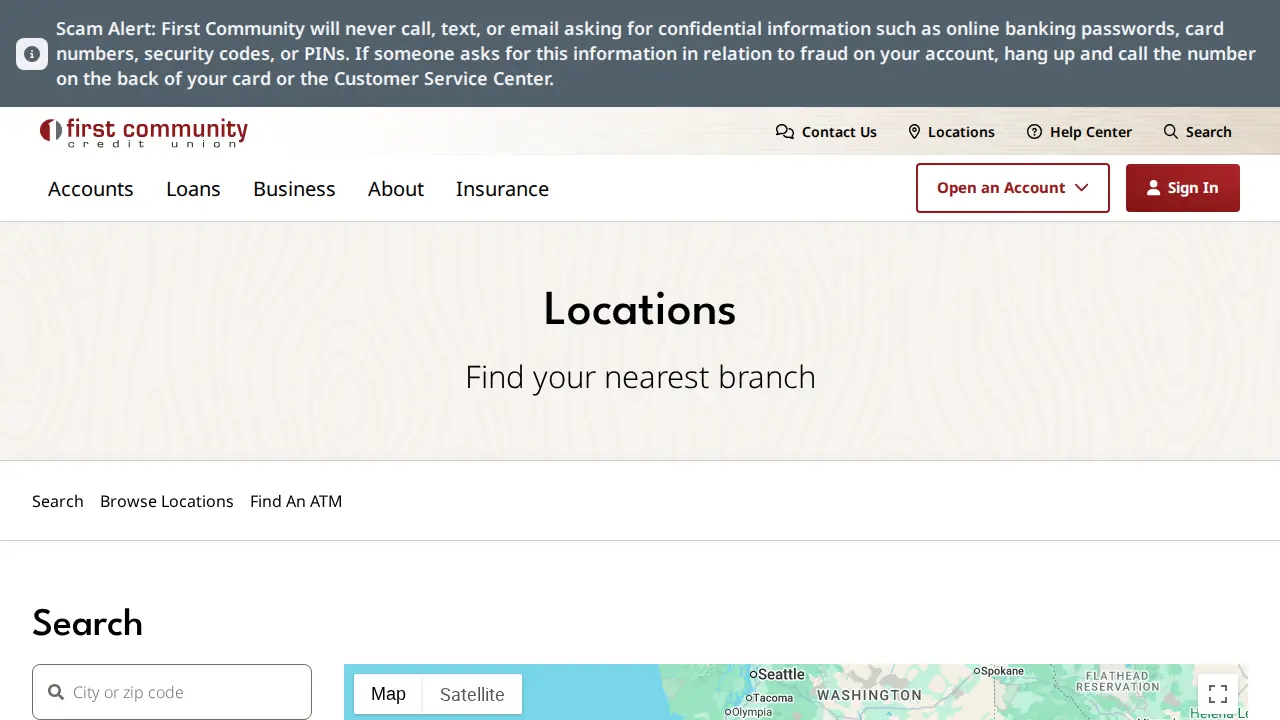 First Community Credit Union page