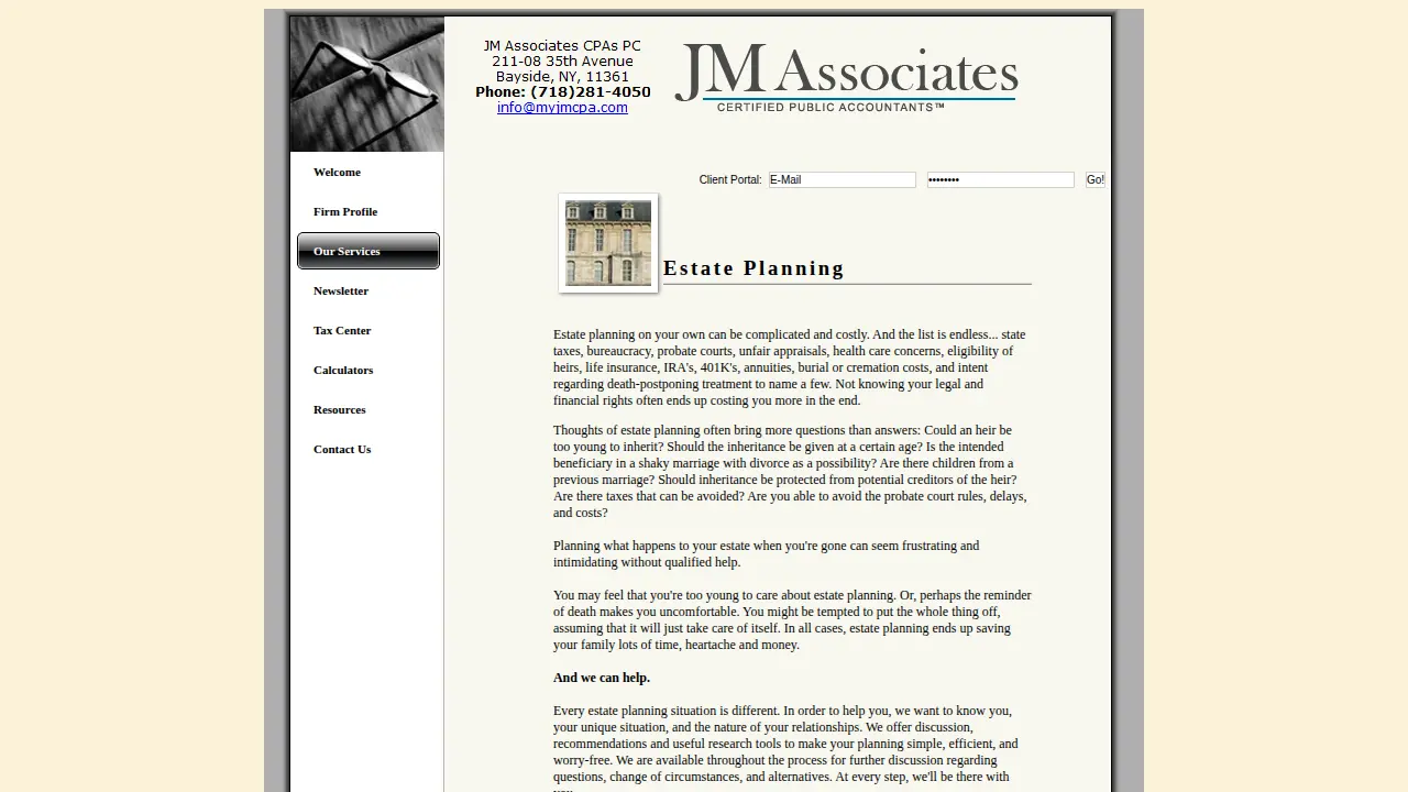 JM Associates CPAs PC page