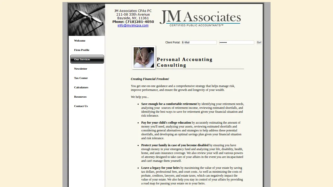 JM Associates CPAs PC page