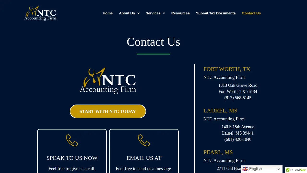 National Tax Centers Accounting Firm page