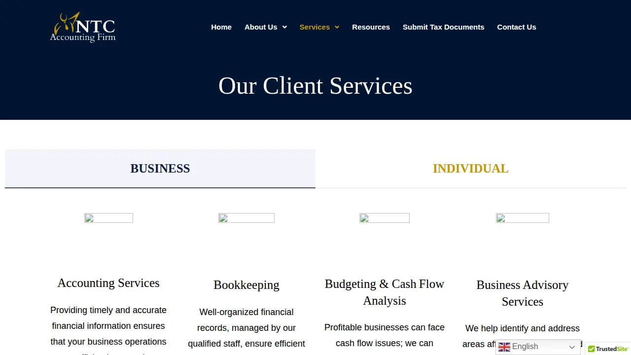 National Tax Centers Accounting Firm page