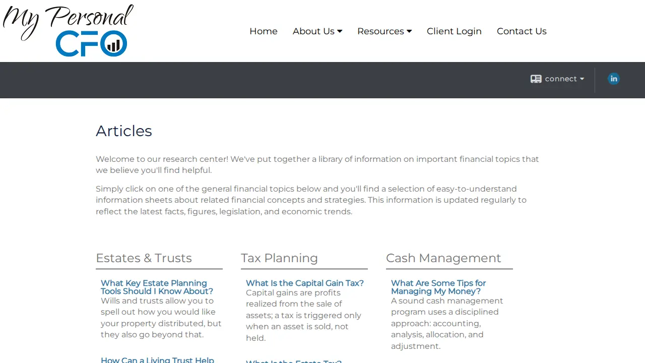 My Personal CFO page