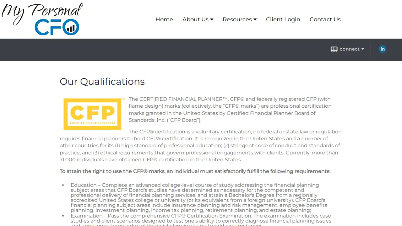 My Personal CFO page