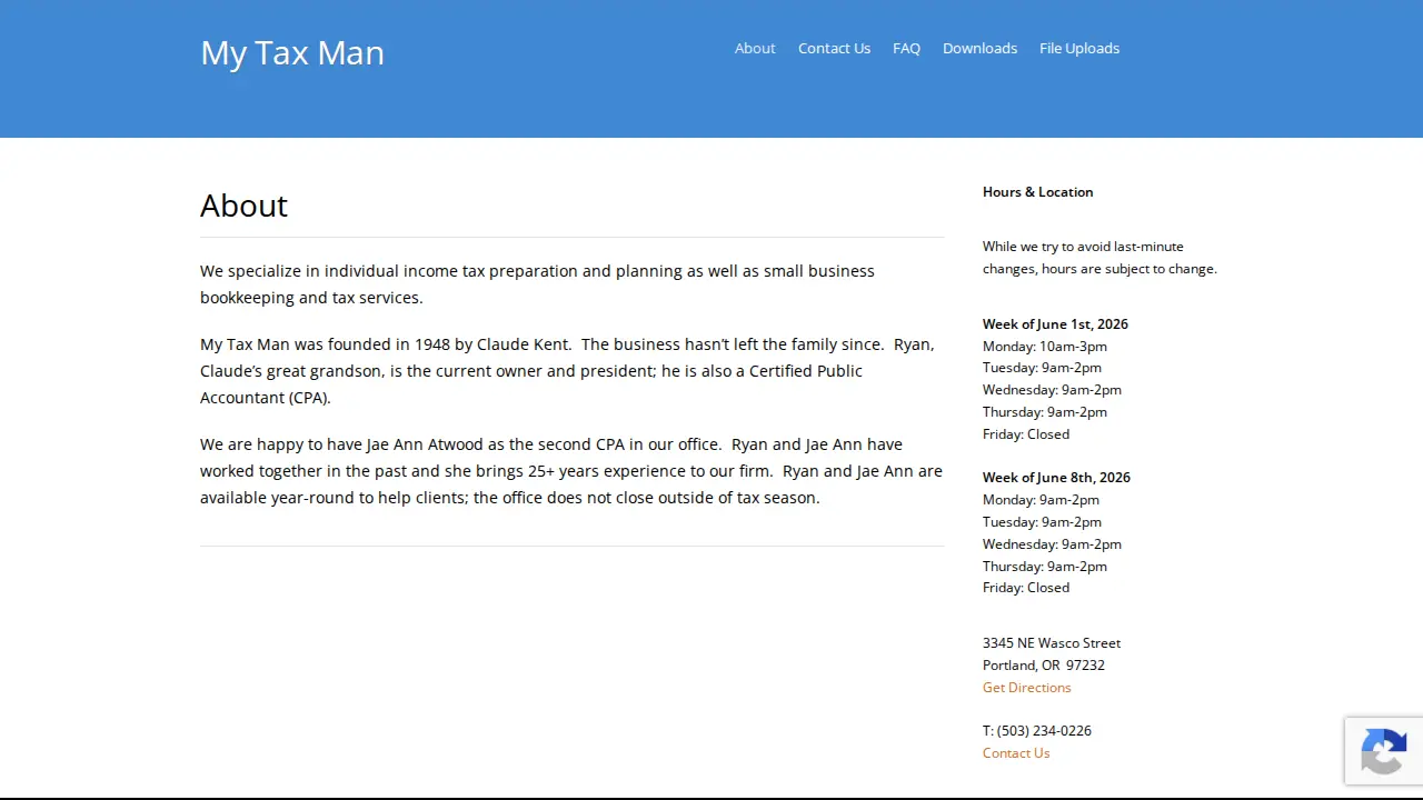 My Tax Man page