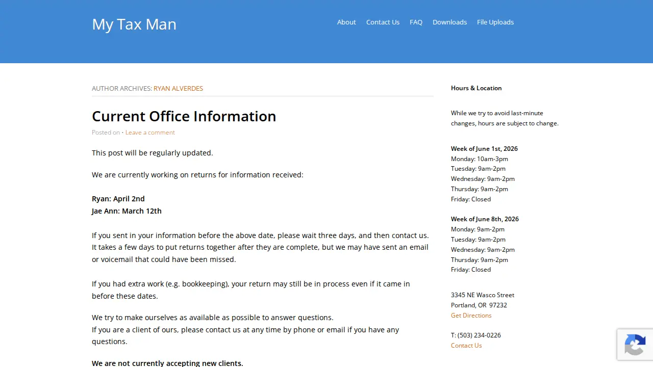 My Tax Man page