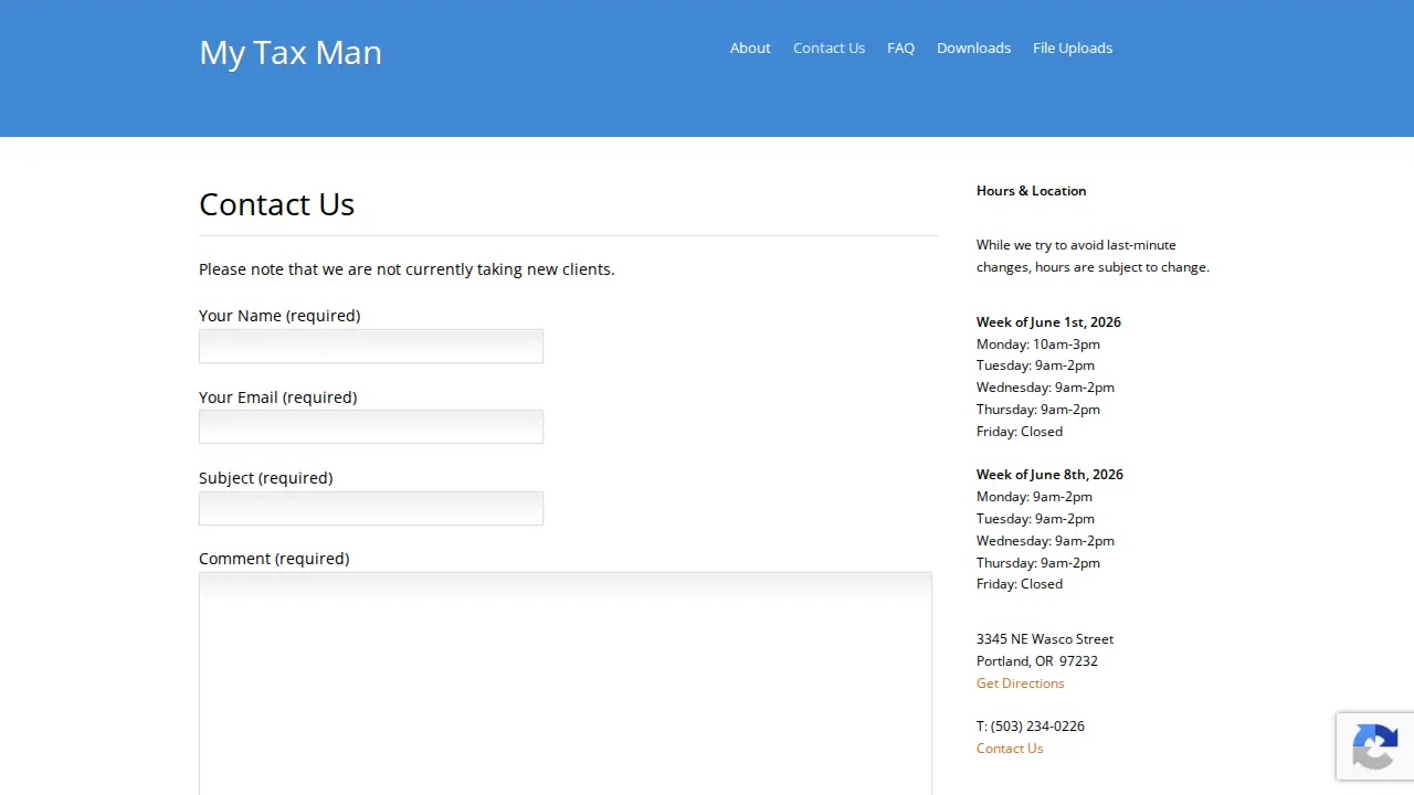 My Tax Man page
