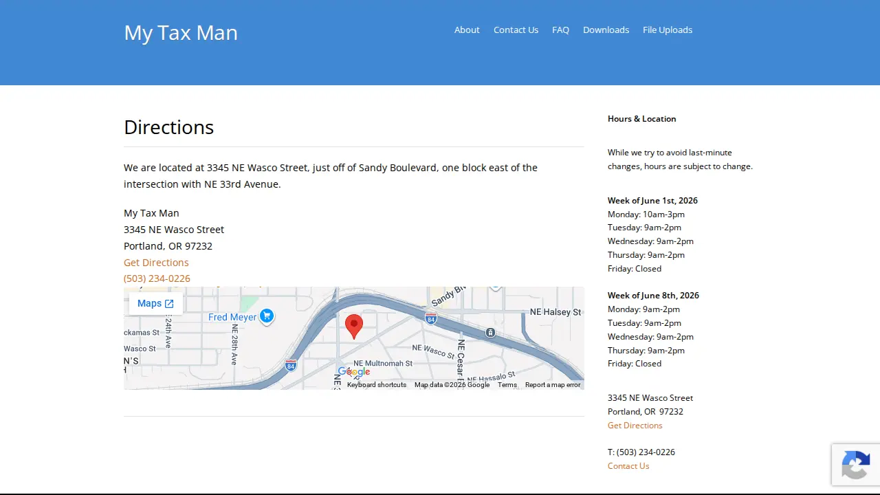 My Tax Man page