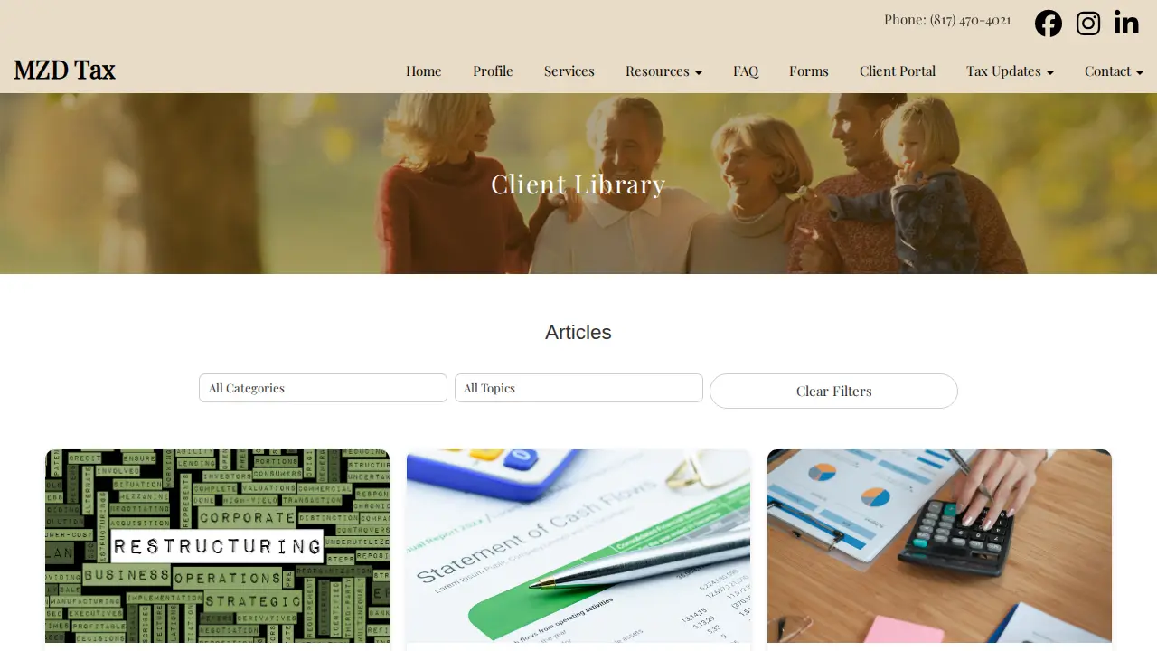 MZD Tax Service page