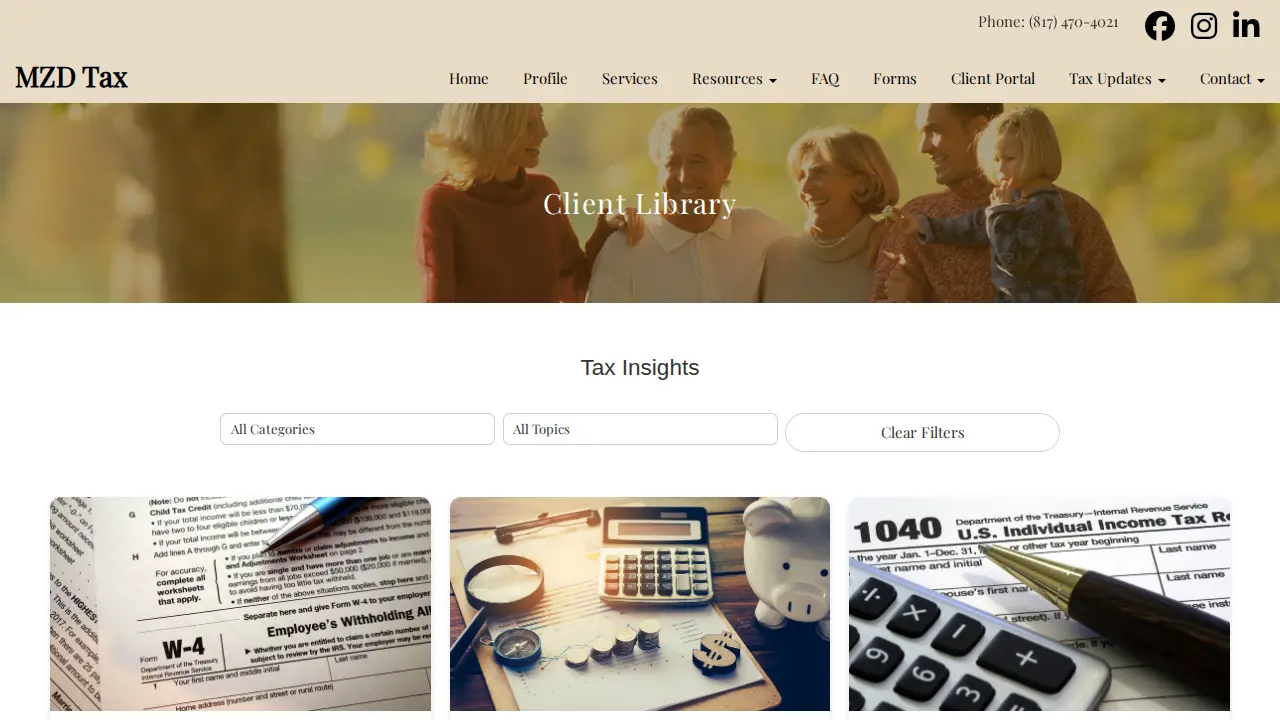 MZD Tax Service page